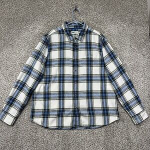 Wellen Shirt Jacket Mens Size XXL 2XL Blue White Plaid Button Up Shacket Flannel